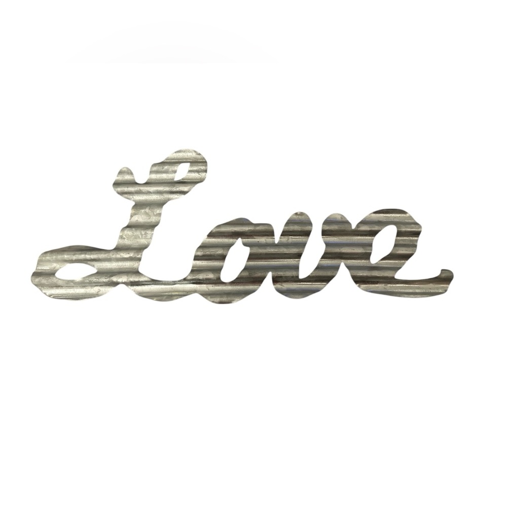 LOVE ALUMINUM/Galvanized  Metal Wall Art Sign Measures 16”x 6” NWOT